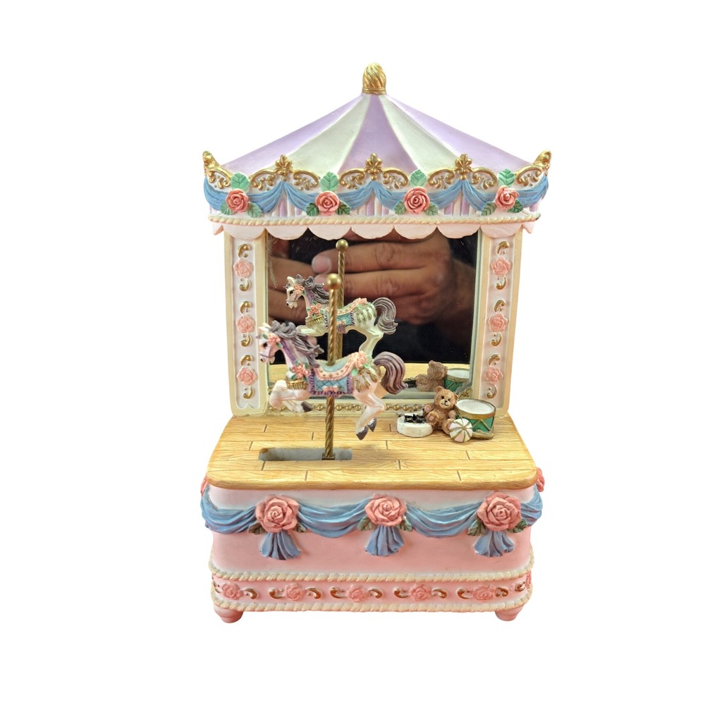 Unbranded Carousel Horse Music Box Kids Pink Purple Good Animated Mirrored Rose